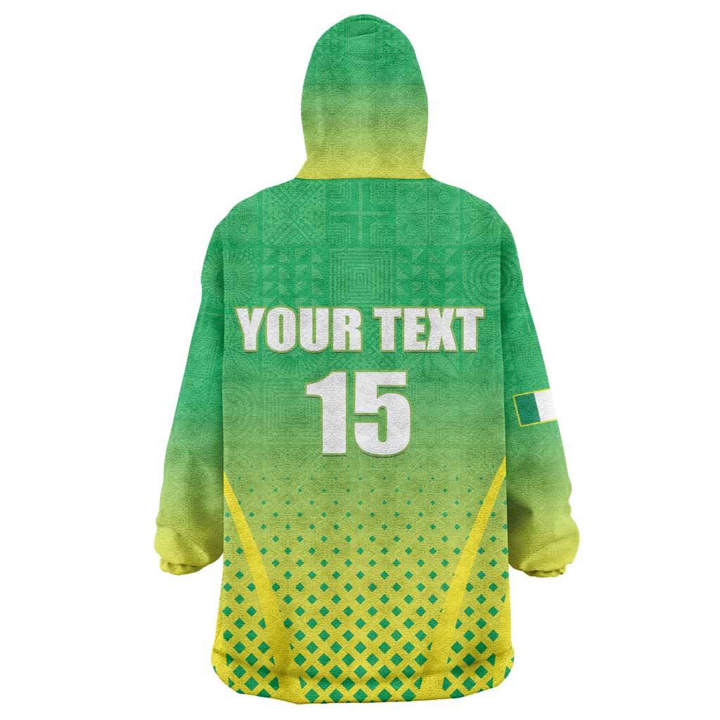 Custom Nigeria Cricket Kid Wearable Blanket Hoodie Go Yellow Greens - African Pride