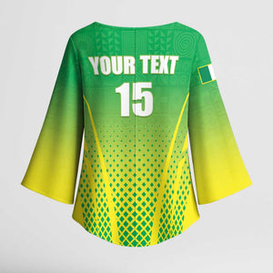 Custom Nigeria Cricket Kimono Sleeve Blouse Come On Yellow Greens
