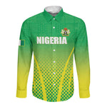 Custom Nigeria Cricket Long Sleeve Button Shirt Go Yellow Greens - African Pride