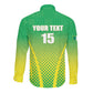 Custom Nigeria Cricket Long Sleeve Button Shirt Go Yellow Greens - African Pride