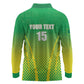Custom Nigeria Cricket Long Sleeve Polo Shirt Go Yellow Greens - African Pride