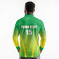 Custom Nigeria Cricket Long Sleeve Polo Shirt Go Yellow Greens - African Pride