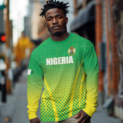 Custom Nigeria Cricket Long Sleeve Shirt Go Yellow Greens - African Pride