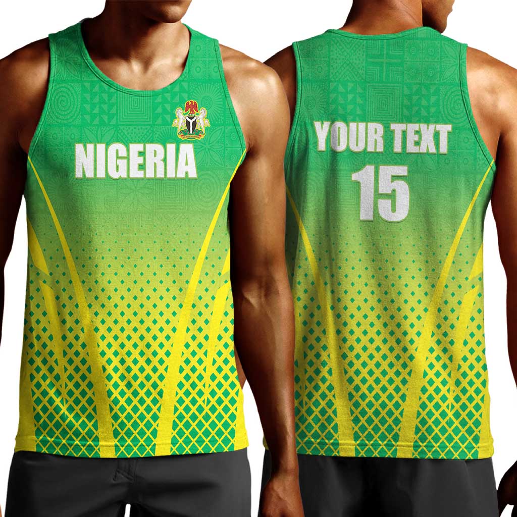 Custom Nigeria Cricket Men Tank Top Go Yellow Greens - African Pride