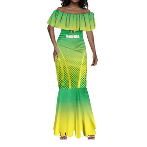 Custom Nigeria Cricket Mermaid Dress Go Yellow Greens - African Pride