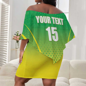 Custom Nigeria Cricket Off Shoulder Short Dress Go Yellow Greens - African Pride
