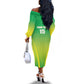 Custom Nigeria Cricket Off The Shoulder Long Sleeve Dress Go Yellow Greens - African Pride
