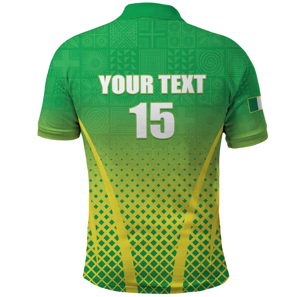Custom Nigeria Cricket Polo Shirt Go Yellow Greens - African Pride