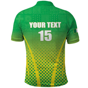 Custom Nigeria Cricket Polo Shirt Go Yellow Greens - African Pride