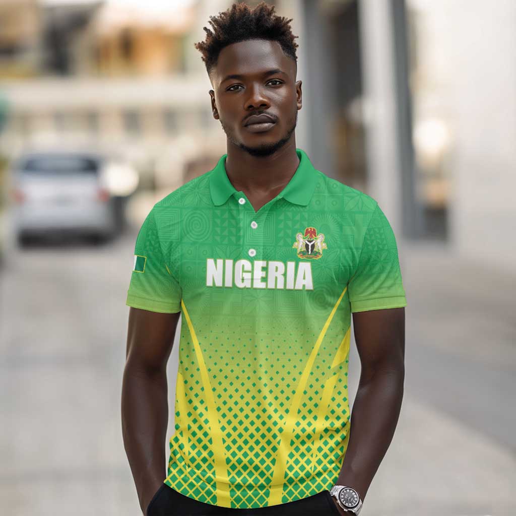 Custom Nigeria Cricket Polo Shirt Go Yellow Greens - African Pride
