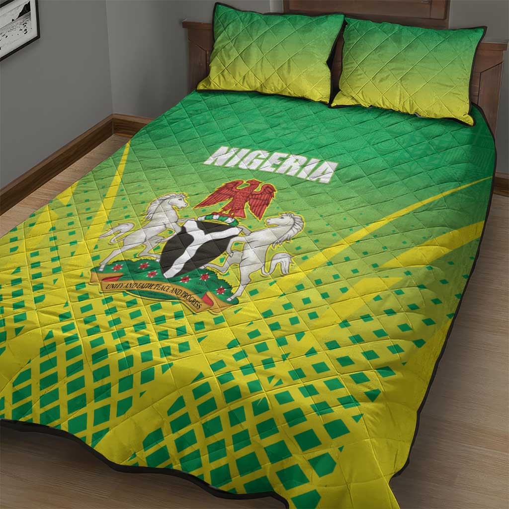 Nigeria Cricket Quilt Bed Set Go Yellow Greens - African Pride