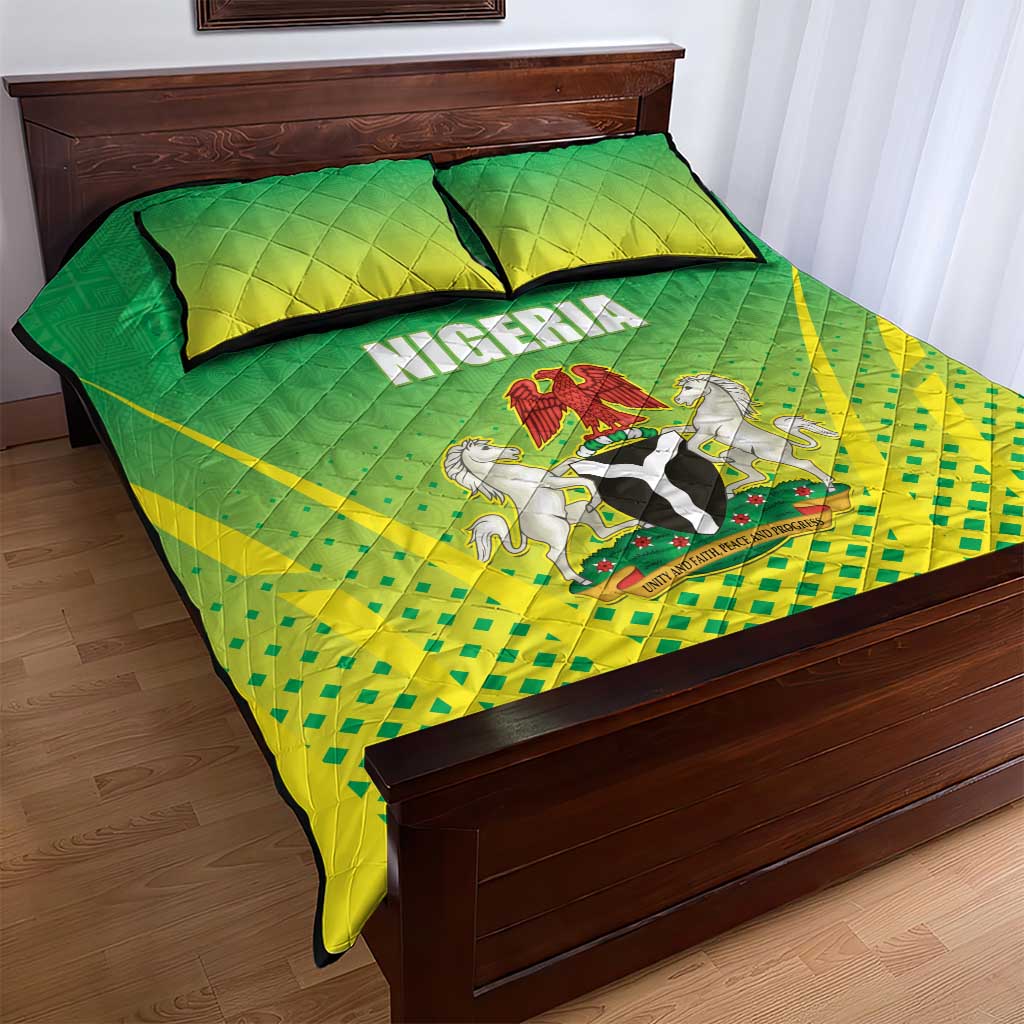 Nigeria Cricket Quilt Bed Set Go Yellow Greens - African Pride