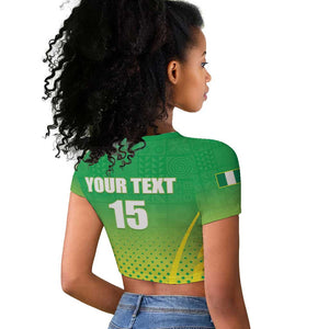 Custom Nigeria Cricket Raglan Cropped T shirt Go Yellow Greens - African Pride