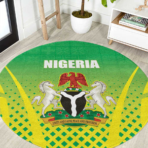 Nigeria Cricket Round Carpet Go Yellow Greens - African Pride