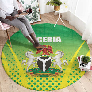 Nigeria Cricket Round Carpet Go Yellow Greens - African Pride