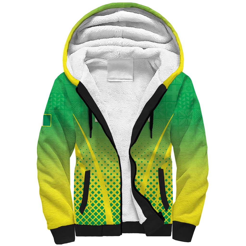 Custom Nigeria Cricket Sherpa Hoodie Go Yellow Greens - African Pride