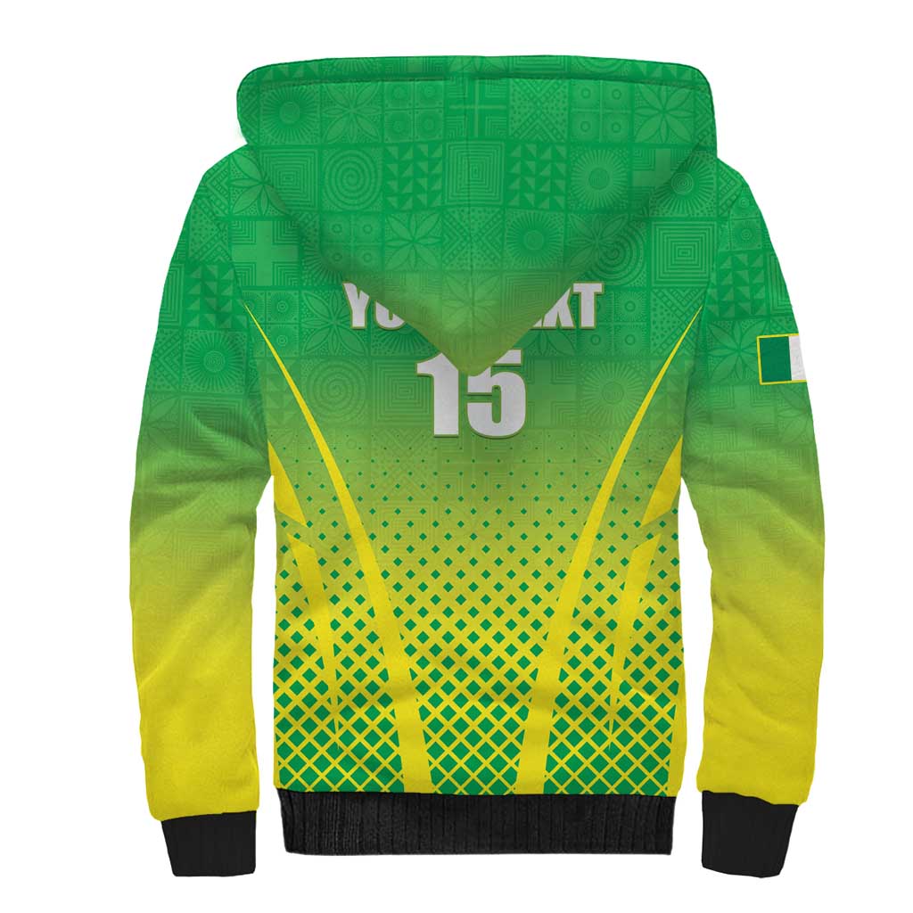 Custom Nigeria Cricket Sherpa Hoodie Go Yellow Greens - African Pride