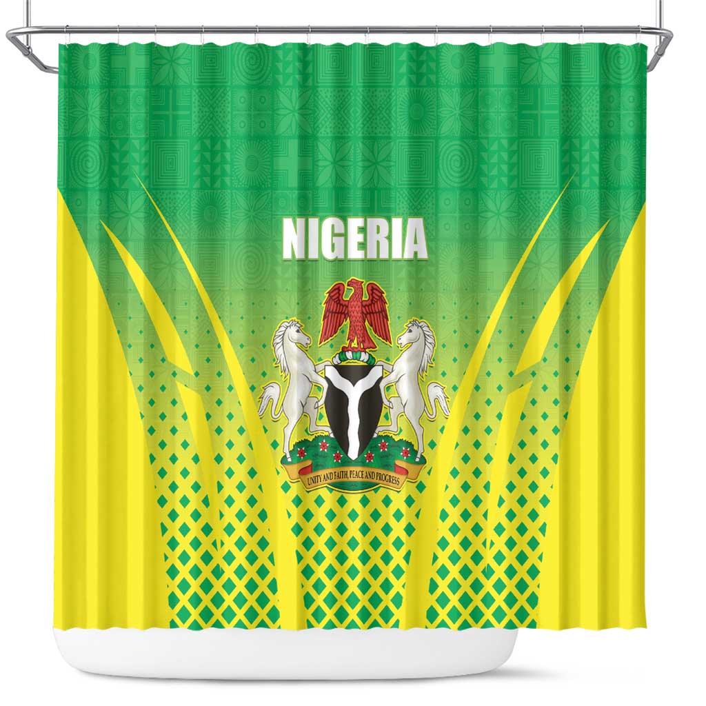 Nigeria Cricket Shower Curtain Go Yellow Greens - African Pride