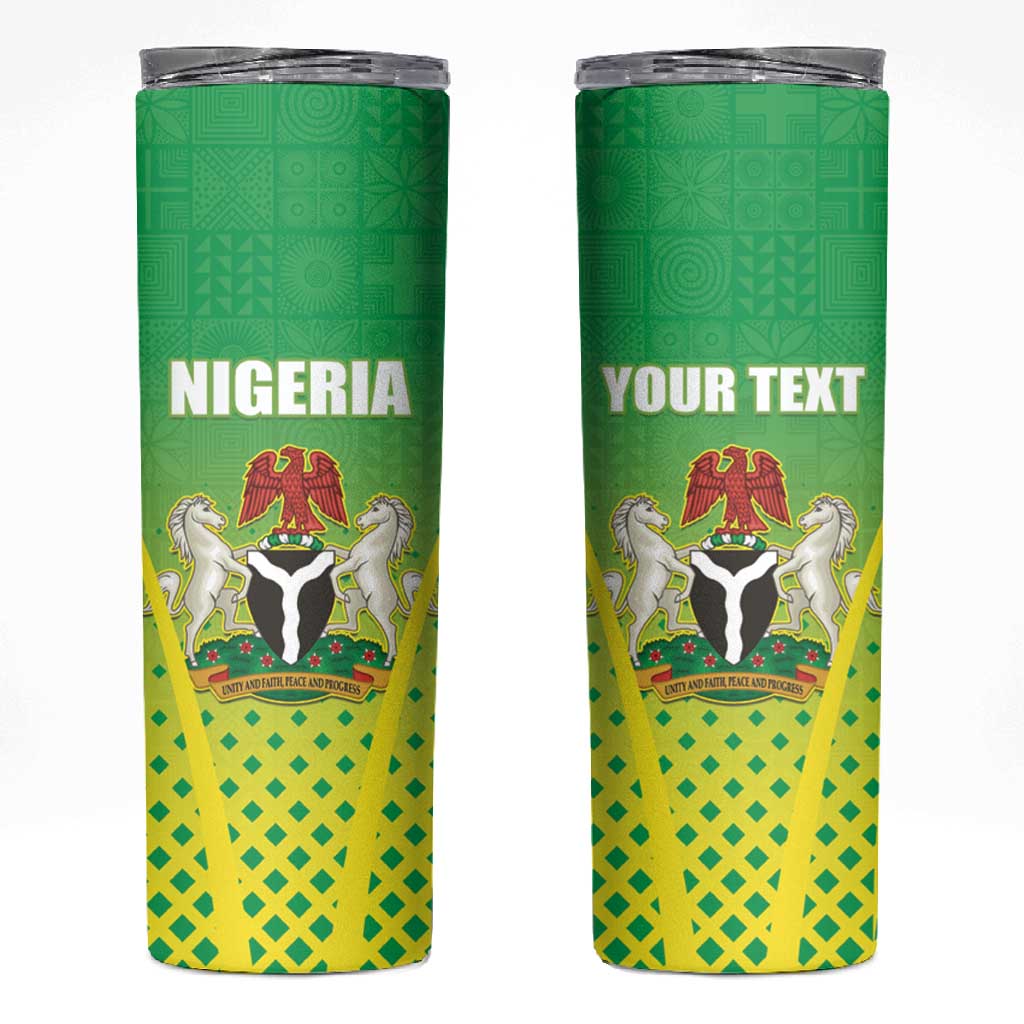 Custom Nigeria Cricket Skinny Tumbler Go Yellow Greens - African Pride