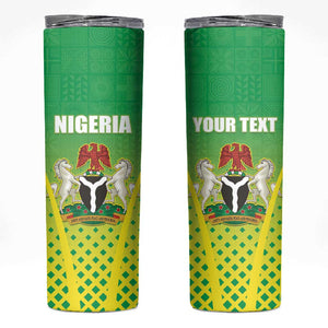 Custom Nigeria Cricket Skinny Tumbler Go Yellow Greens - African Pride