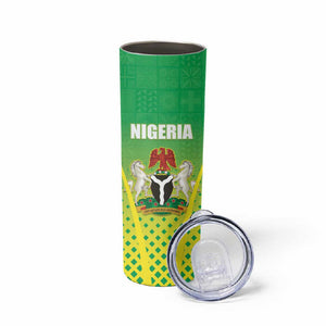 Custom Nigeria Cricket Skinny Tumbler Go Yellow Greens - African Pride