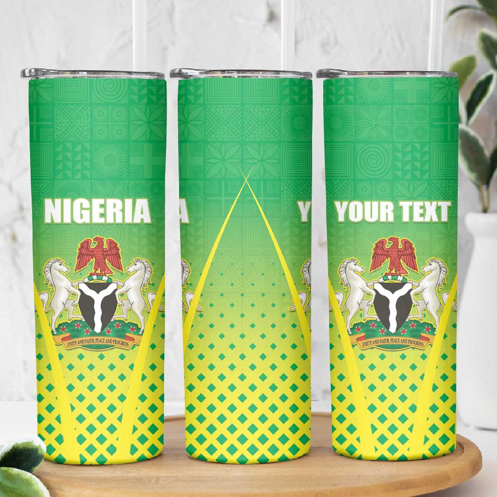 Custom Nigeria Cricket Skinny Tumbler Go Yellow Greens - African Pride