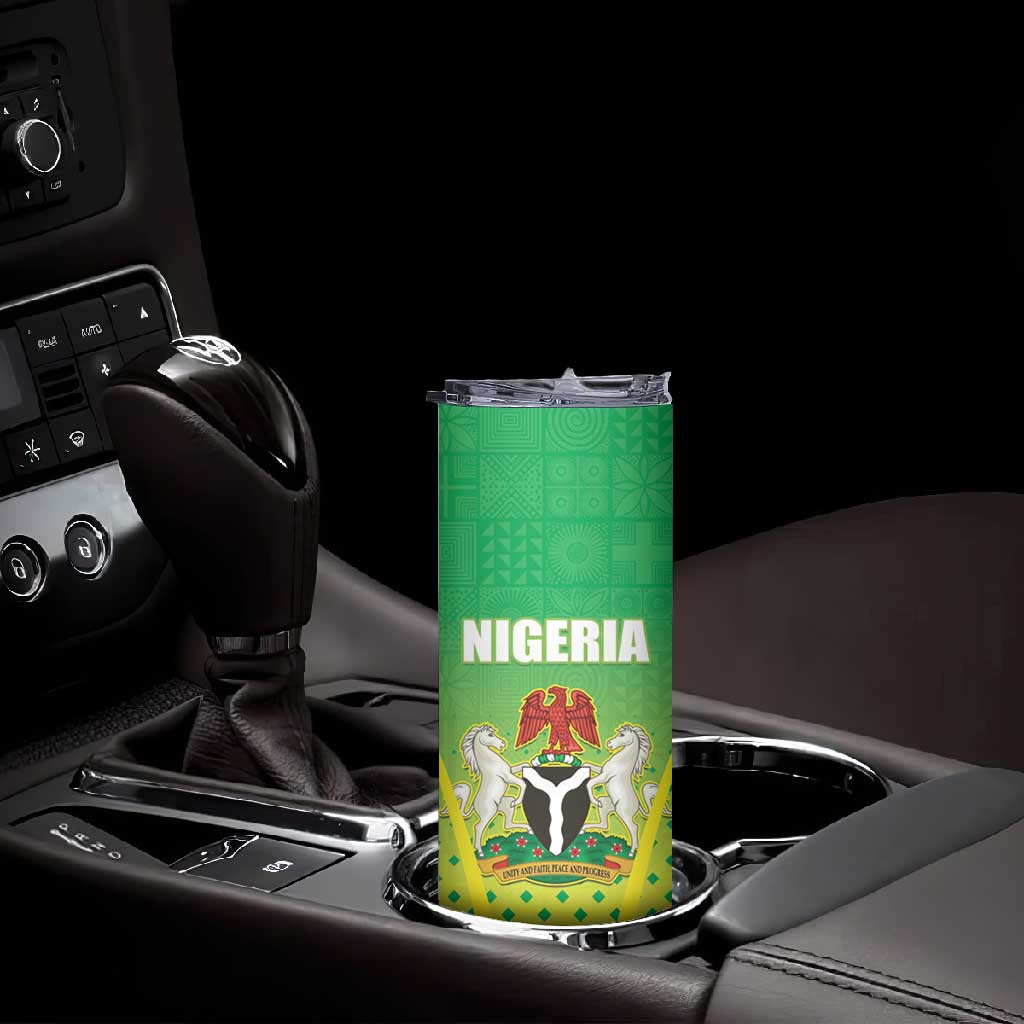 Custom Nigeria Cricket Skinny Tumbler Go Yellow Greens - African Pride