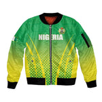 Custom Nigeria Cricket Sleeve Zip Bomber Jacket Go Yellow Greens - African Pride