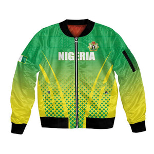 Custom Nigeria Cricket Sleeve Zip Bomber Jacket Go Yellow Greens - African Pride