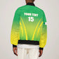 Custom Nigeria Cricket Sleeve Zip Bomber Jacket Go Yellow Greens - African Pride