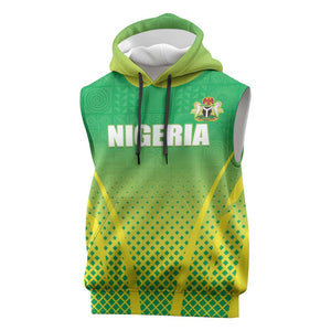 Custom Nigeria Cricket Sleeveless Hoodie Go Yellow Greens - African Pride