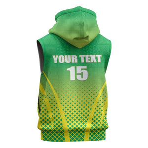 Custom Nigeria Cricket Sleeveless Zip Hoodie Go Yellow Greens - African Pride