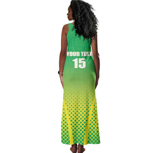 Custom Nigeria Cricket Tank Maxi Dress Go Yellow Greens - African Pride