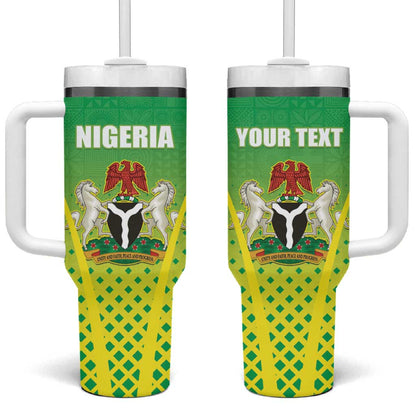 Custom Nigeria Cricket Tumbler With Handle Go Yellow Greens - African Pride