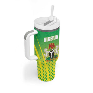 Custom Nigeria Cricket Tumbler With Handle Go Yellow Greens - African Pride