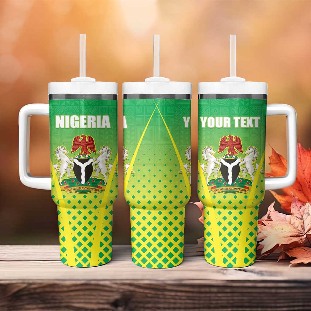 Custom Nigeria Cricket Tumbler With Handle Go Yellow Greens - African Pride