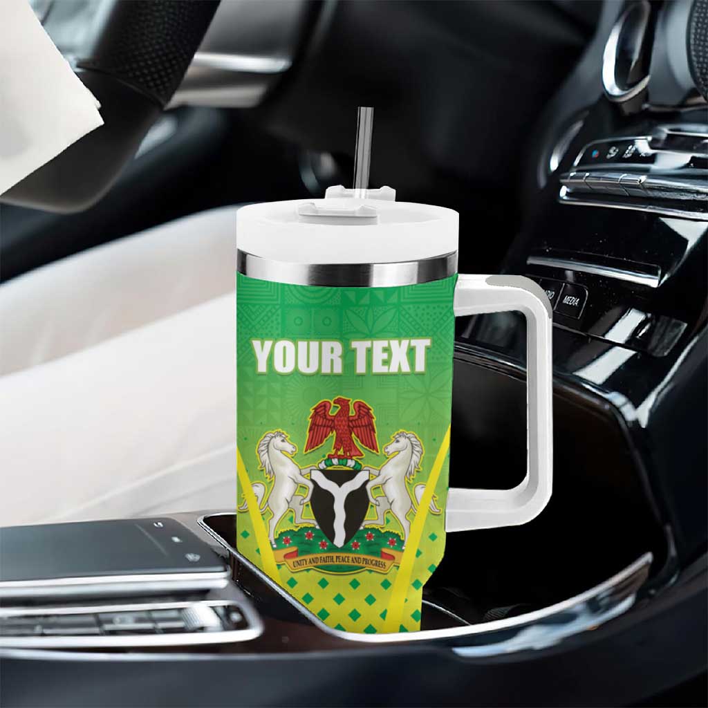 Custom Nigeria Cricket Tumbler With Handle Go Yellow Greens - African Pride