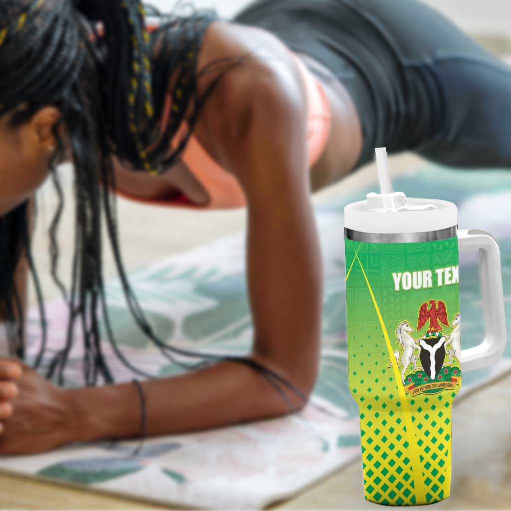 Custom Nigeria Cricket Tumbler With Handle Go Yellow Greens - African Pride