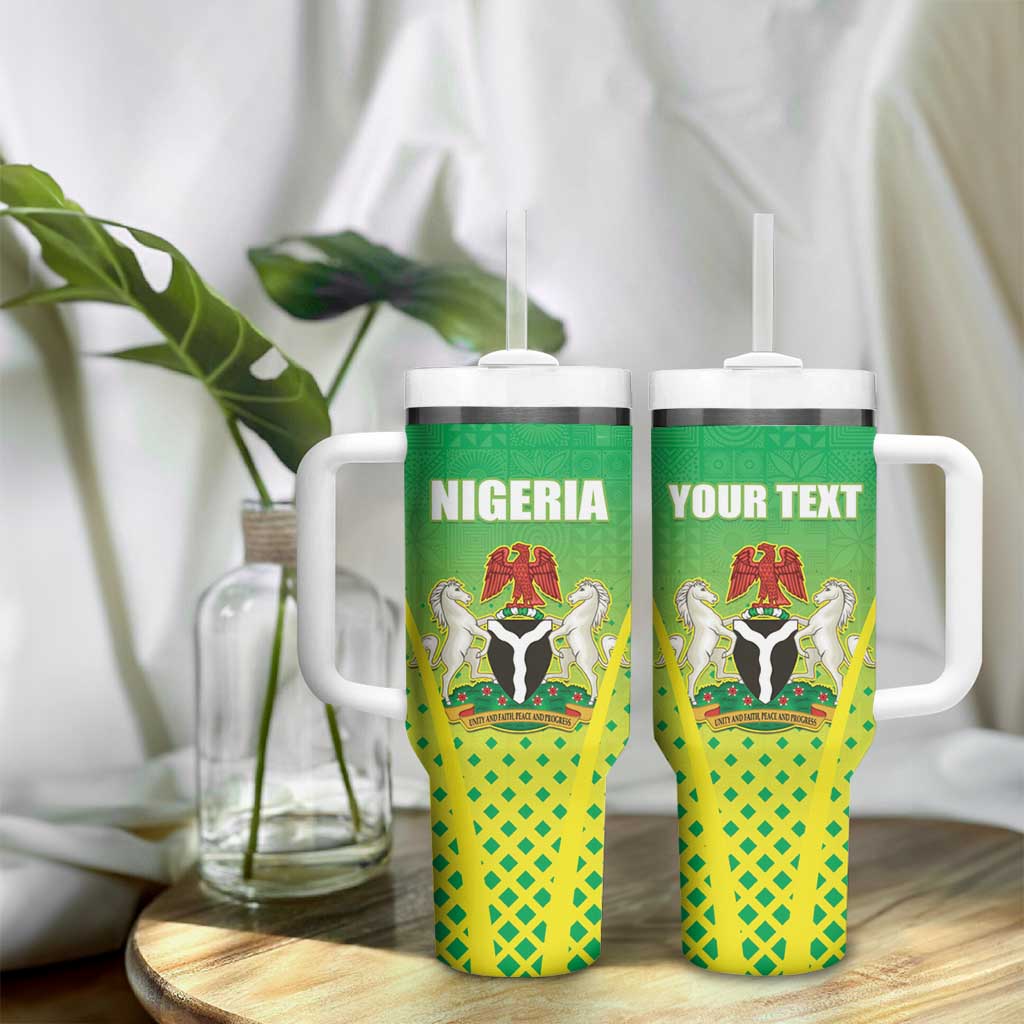 Custom Nigeria Cricket Tumbler With Handle Go Yellow Greens - African Pride
