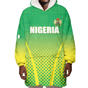 Custom Nigeria Cricket Wearable Blanket Hoodie Go Yellow Greens - African Pride