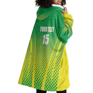 Custom Nigeria Cricket Wearable Blanket Hoodie Go Yellow Greens - African Pride