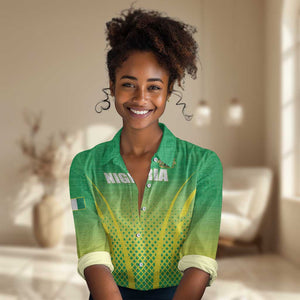 Custom Nigeria Cricket Women Casual Shirt Go Yellow Greens - African Pride