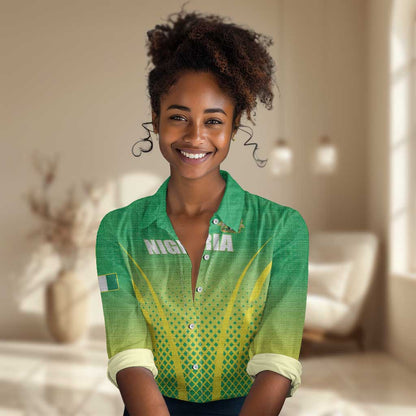 Custom Nigeria Cricket Women Casual Shirt Go Yellow Greens - African Pride