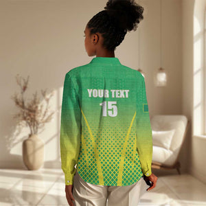 Custom Nigeria Cricket Women Casual Shirt Go Yellow Greens - African Pride