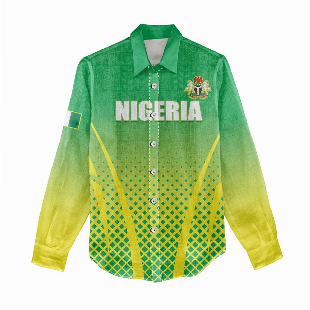 Custom Nigeria Cricket Women Casual Shirt Go Yellow Greens - African Pride