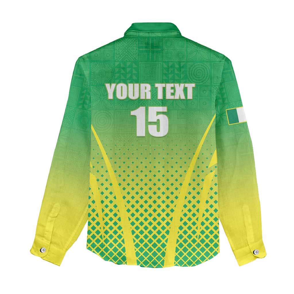 Custom Nigeria Cricket Women Casual Shirt Go Yellow Greens - African Pride