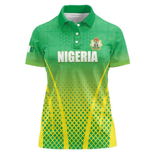 Custom Nigeria Cricket Women Polo Shirt Go Yellow Greens - African Pride