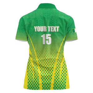 Custom Nigeria Cricket Women Polo Shirt Go Yellow Greens - African Pride