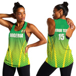 Custom Nigeria Cricket Women Racerback Tank Go Yellow Greens - African Pride