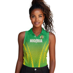 Custom Nigeria Cricket Women Sleeveless Polo Shirt Go Yellow Greens - African Pride